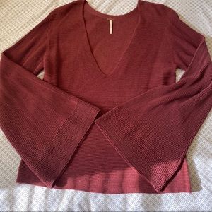 Free People cropped bell sleeve sweater